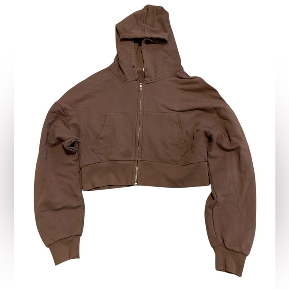 Garage Tops - 💜 Garage Brown Cropped Zip Up Hoodie M/M